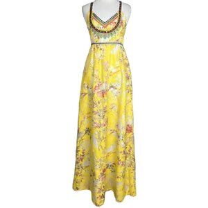 Vineet Bahl‎ Womens Maxi Dress Sleeveless Floral Scoop Neck Multicolored Size 14